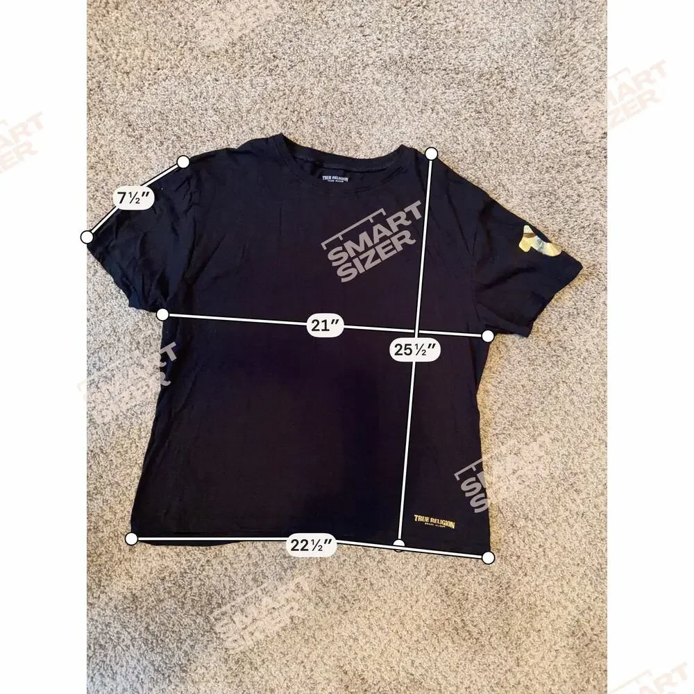True Religion L Black T with Gold Foil Logo EUC